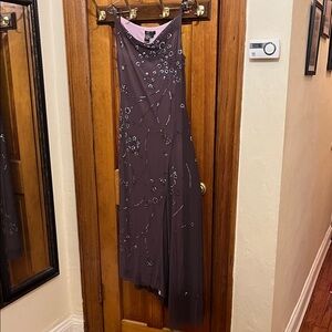 BCBGMaxAzria Dark Purple Embellished Maxi Dress